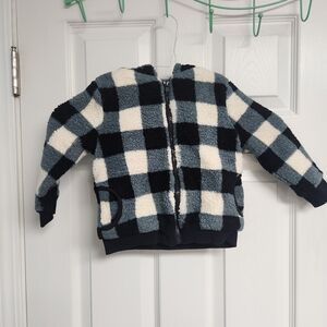 Cozy Checkered Kids Hoodie - Navy and Cream
